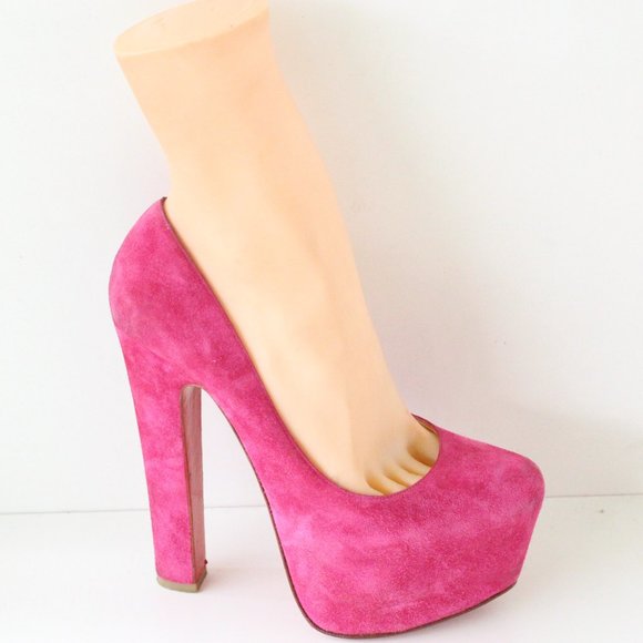 Christian Louboutin Pink Daffy Suede Platform - Picture 3 of 10